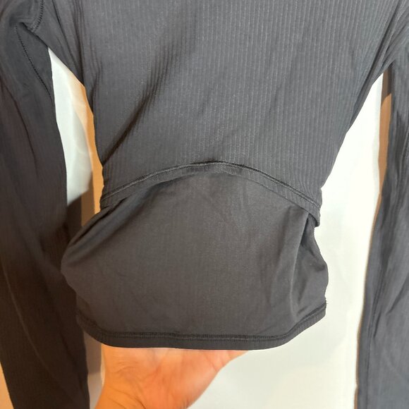 Lululemon black ribbed twist cropped long sleeve top - Picture 4 of 5